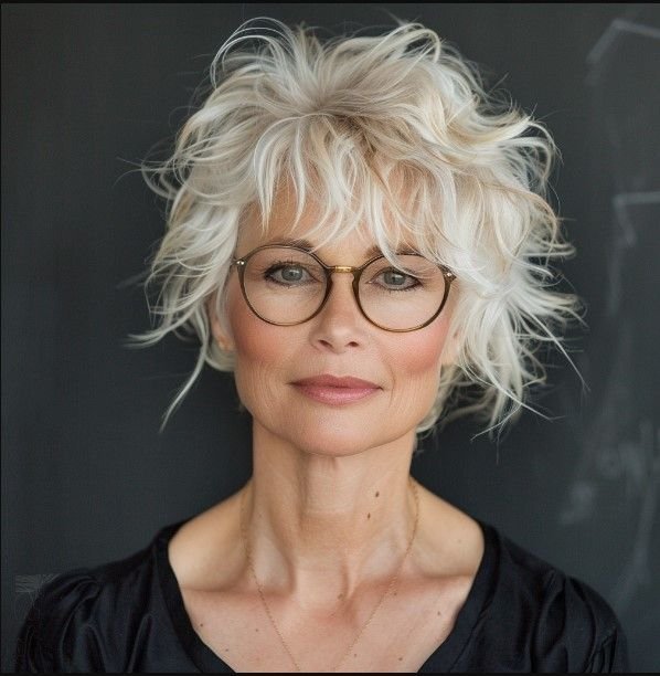 Shaggy Kurzschnitt mit Pony & Brille (viel Textur!)