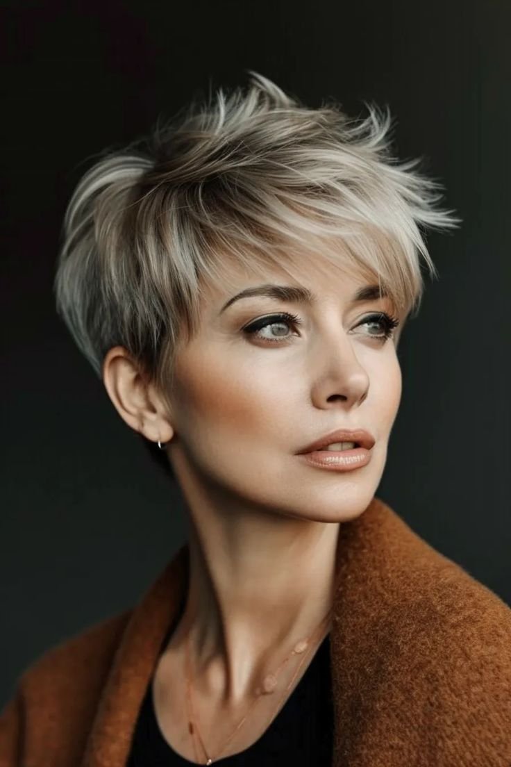 Moderner Pixie mit langem, seitlichem Pony