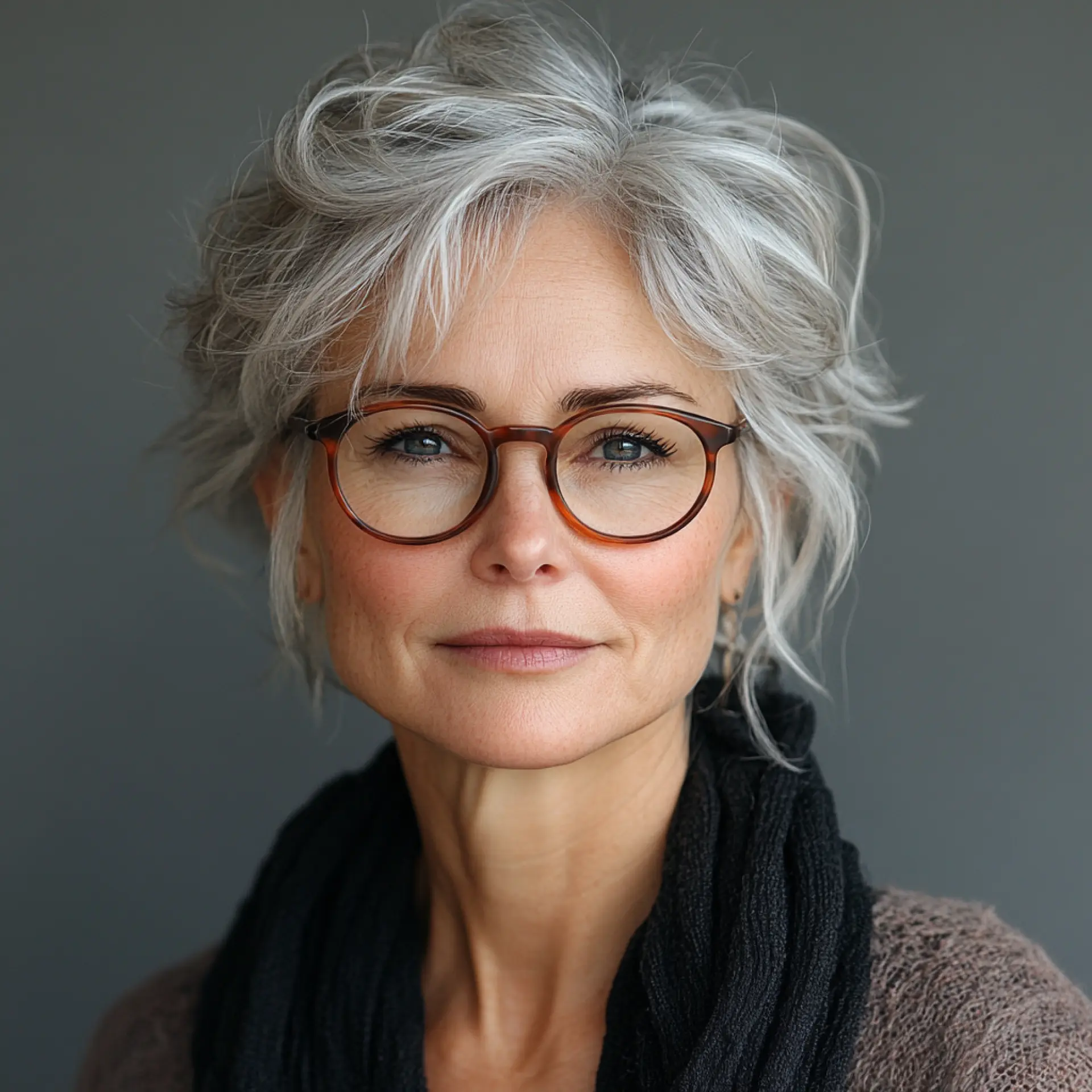 Kurzes stufiges Haar mit Pony ab 60