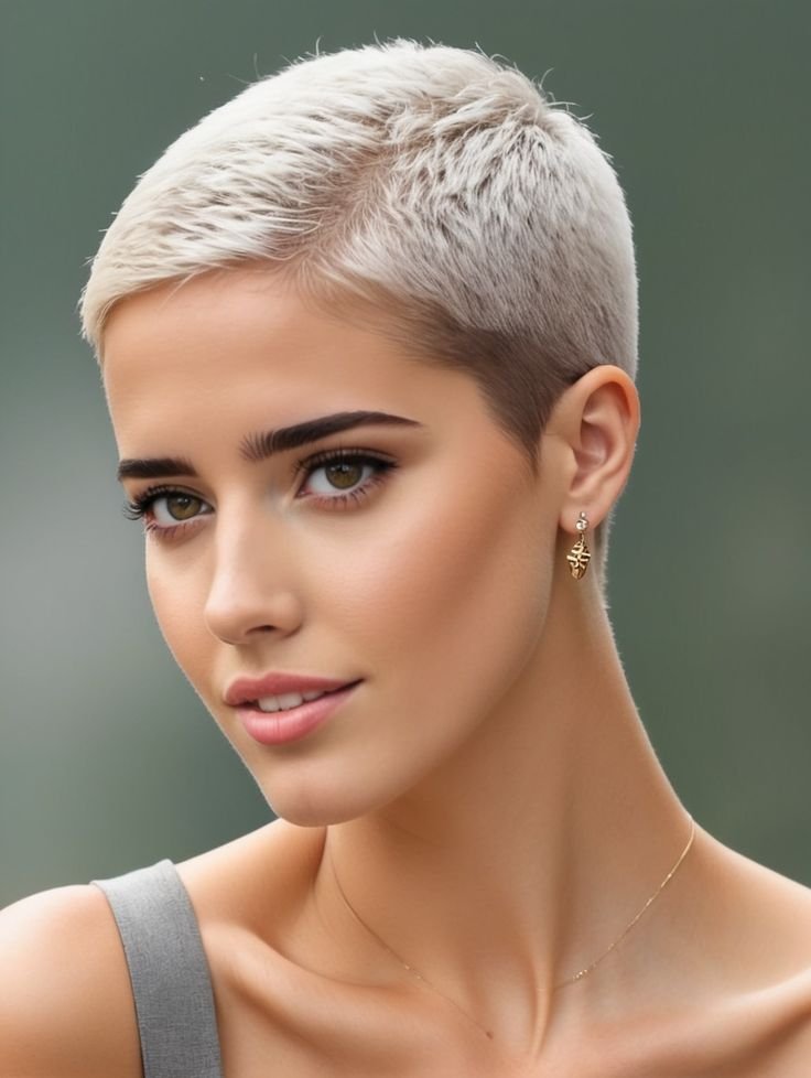 Icy Blonde Pixie mit Side-Part (Sleek-Finish & Konturen)
